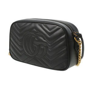 Gucci Marmont Calfskin GG Chain Shoulder Bag Black